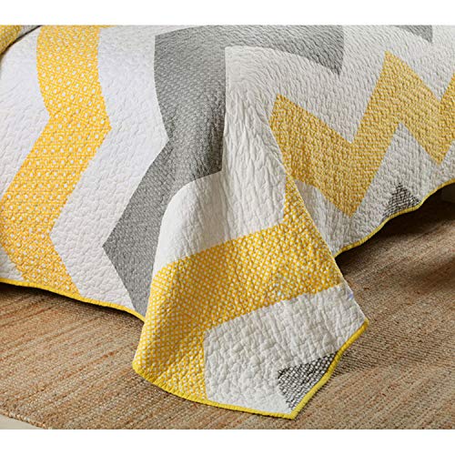 N/A - Juego de Ropa de Cama de 3 Piezas Hecho a Mano de algodón Lavado, Colcha Acolchada para Cama de tamaño King, Color Amarillo, Amarillo, 2 0m (6 6 Feet)