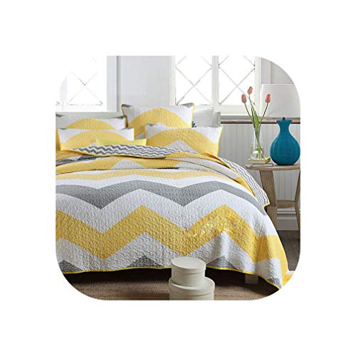 N/A - Juego de Ropa de Cama de 3 Piezas Hecho a Mano de algodón Lavado, Colcha Acolchada para Cama de tamaño King, Color Amarillo, Amarillo, 2 0m (6 6 Feet)