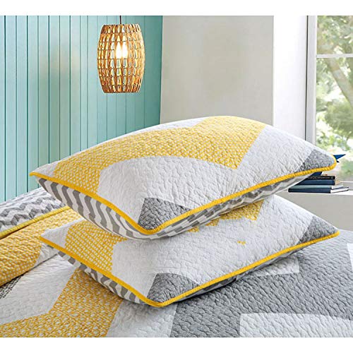 N/A - Juego de Ropa de Cama de 3 Piezas Hecho a Mano de algodón Lavado, Colcha Acolchada para Cama de tamaño King, Color Amarillo, Amarillo, 2 0m (6 6 Feet)