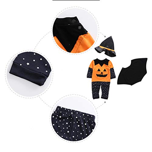 "N/A" Traje de actuación de Halloween para niños Traje de Calabaza Bebé Niños Pantalones de Manga Larga Sombrero Conjunto de Cuatro Piezas,Yellow,110cm
