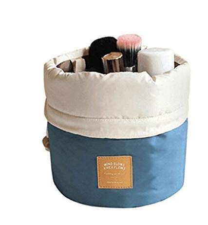 Naisider Bolso cosmético del Bolso del almacenaje de la viga del Cilindro Azul