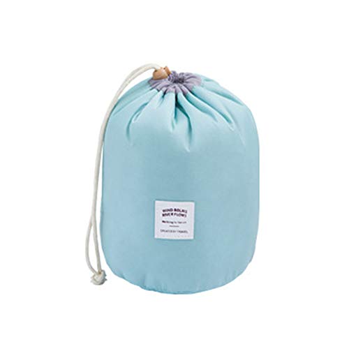 Naisider Bolso de almacenaje cosmético de la viga cilíndrica Azul Ligero