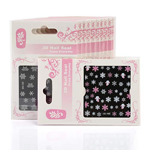 Naler 12 Hojas Pegatinas Uñas Copo de Nieve Pegatinas Uñas Navidad Etiquetas Uñas Decorativas para DIY Diseño de Uñas