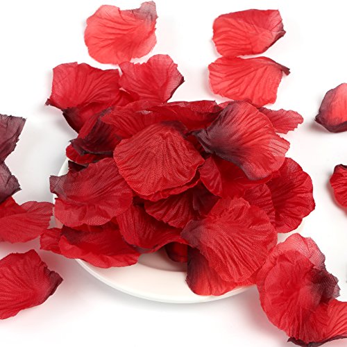 Naler 2000 Piezas de pétalos de Rosa de Seda Artificial Rojos para el día de San Valentín, proponer, Flores de Boda, Confeti, dispersión de Mesa