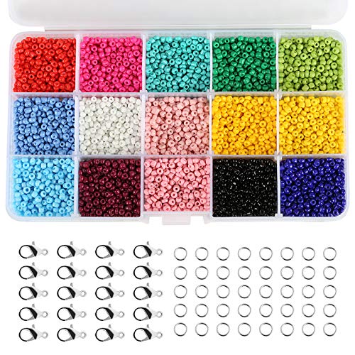 Naler 7500 Cuentas de Colores 3mm Mini Cuentas y Abalorios Cristal para DIY Pulseras Collares Bisutería (15 Colores)