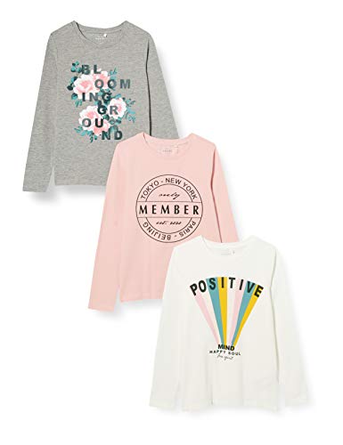 NAME IT NKFVIX 3P LS Top LL Sudadera, Colorete Coral, 122 cm-128 cm para Niñas