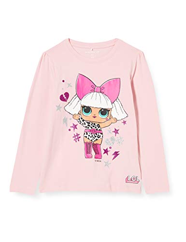 NAME IT NMFLOL Tulle LS Top Box LIC Camiseta de Manga Larga, Colorete Coral, 5 años para Niñas