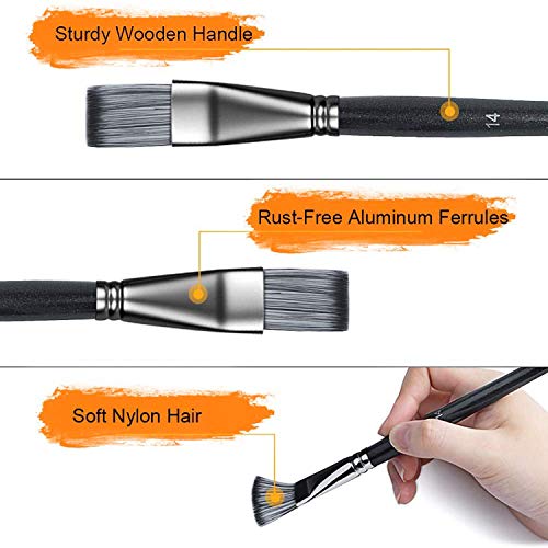 NANAPLUMS® Set - de - Pinceles - Profesionales, Pincel de Artista(18 Piezas). Para Pintura acrlica, Acuarela, Temperas, Pintura Facial y más. Incluye cuchillo de paleta y dos esponjas.