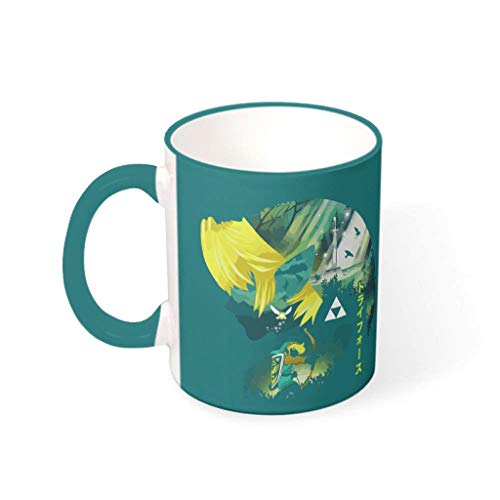 Nanjingjin Ceramics Mug Zelda Glass Coffee Mugs Business Funny Coffee Mug for Man or Women Teal 330 ml