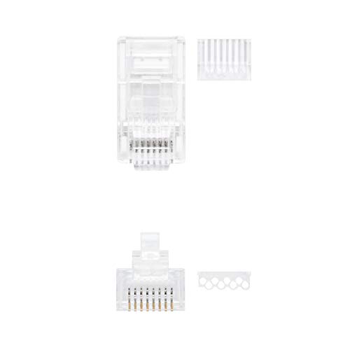 NANOCABLE 10.21.0201 - Conector para Cable de Red Ethernet RJ45, 8 Hilos Cat.6 UTP, Bolsa de 10 Unidades, Transparente, Estándar