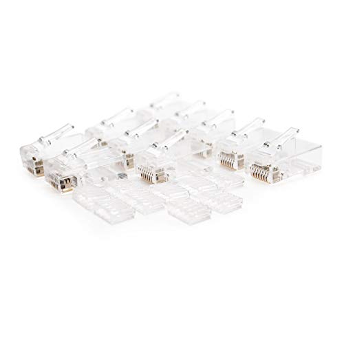 NANOCABLE 10.21.0201 - Conector para Cable de Red Ethernet RJ45, 8 Hilos Cat.6 UTP, Bolsa de 10 Unidades, Transparente, Estándar