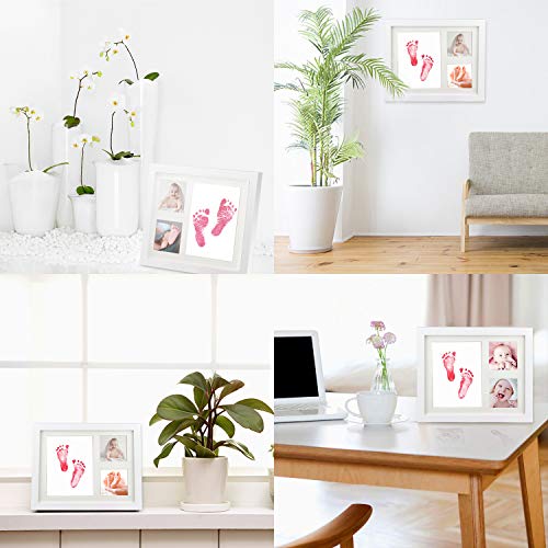 NATEE Marco de Huellas de Bebé, Marco de Fotos de Bebé, Baby Footprint, Marco de Huella de Perro, Impresión de Mano y Pie de Bebé Recuerdo de Bebé Recién Nacido y Niño 28.3*23.2*1.8CM 100% No Tóxico