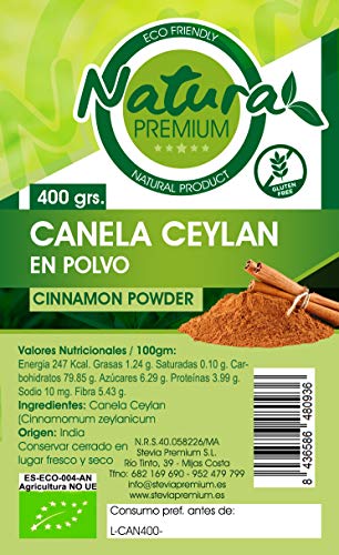 Natura Premium Canela Ceylan en Polvo, 400g, Pack de 1