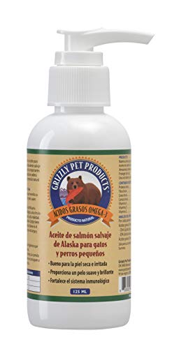Natural Greatness Aceite de Salmón Salvaje de Alaska Grizzly. Producto Natural Puro para su Mascota (125 ml)