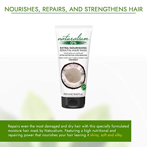 Naturalium Mascarilla Capilar Coco - Mascarilla Extra Nutritiva con Keratina para Cabello Normal y Seco, Sin Colorantes, Sin Parabenos, 200 ml