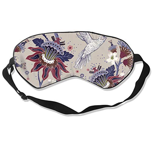 Nature Vintage Flores, colibríes, jardín floreciente sueño máscara de ojos vendados para ojos cubierta de bloqueo de luz para hombres y mujeres Viajes Yoga Meditación Siesta personalizada