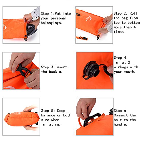 Naturehike 28L Boya de Natación Inflable con Cinturón Ajustable para Aguas Abiertas Flotador de Remolque para Nadadores y Triatletas Alta Visibilidad(Naranja)