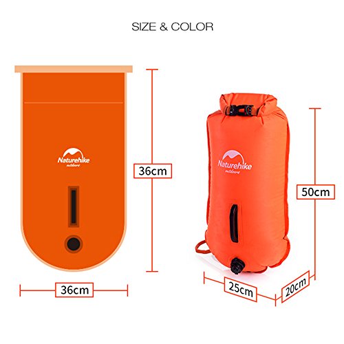 Naturehike 28L Boya de Natación Inflable con Cinturón Ajustable para Aguas Abiertas Flotador de Remolque para Nadadores y Triatletas Alta Visibilidad(Naranja)