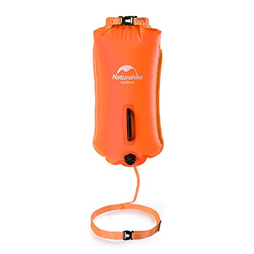 Naturehike 28L Boya de Natación Inflable con Cinturón Ajustable para Aguas Abiertas Flotador de Remolque para Nadadores y Triatletas Alta Visibilidad(Naranja)