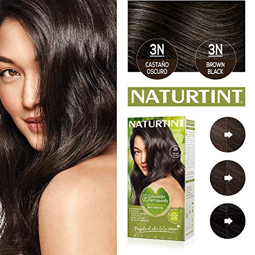 Naturtint Coloración 3N Castaño Oscuro, 100% Cobertura de canas y Hidratación, Ingredientes Vegetales y Aceites 100% Biobotánicos, Color Natural y Duradero, Sin Amoniaco, Pack de 3