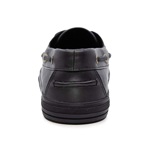 Nautica Men's Galley Lace-Up Boat Shoe,Two-Eyelet Casual Loafer, Fashion Sneaker-Galley-Black Smooth 1-8