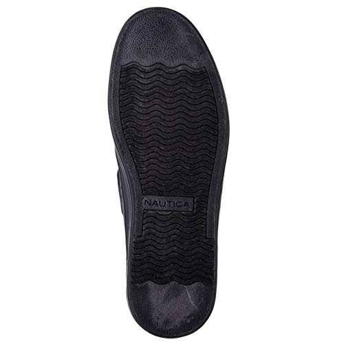 Nautica Men's Galley Lace-Up Boat Shoe,Two-Eyelet Casual Loafer, Fashion Sneaker-Galley-Black Smooth 1-8