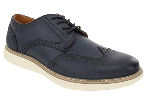 Nautica Zapatos de vestir para hombre con punta de ala, cordones Oxford Business Casual, Azul (Marino), 41.5 EU