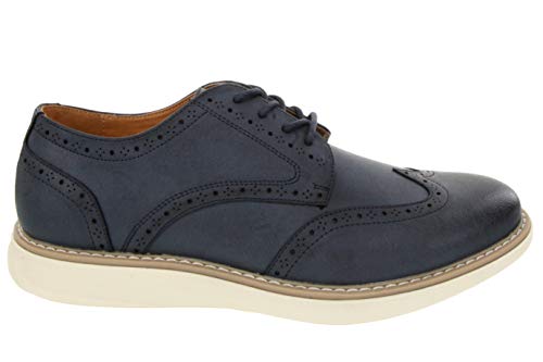 Nautica Zapatos de vestir para hombre con punta de ala, cordones Oxford Business Casual, Azul (Marino), 41.5 EU