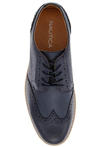 Nautica Zapatos de vestir para hombre con punta de ala, cordones Oxford Business Casual, Azul (Marino), 41.5 EU