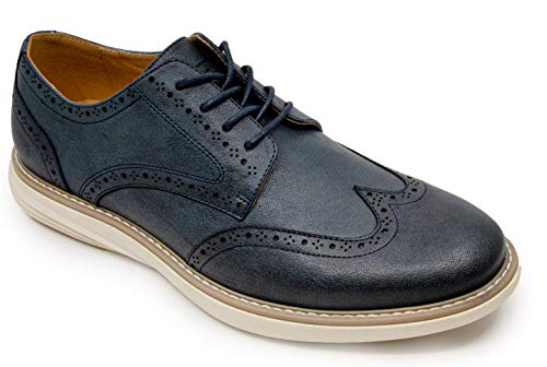 Nautica Zapatos de vestir para hombre con punta de ala, cordones Oxford Business Casual, Azul (Marino), 41.5 EU