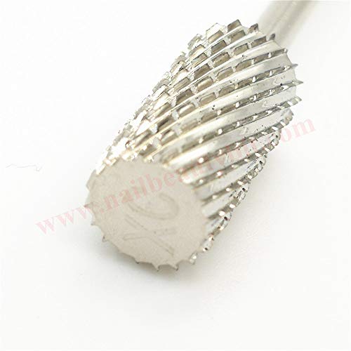 NBB Broca de carburo 1pc,Silver plateado, vástago de 3/32"2,35 mm,color plateado, broca de manicura,broca de belleza para uñas,manicura eléctrica, corte rápido, quitar el gel (Mas Curso, XC)