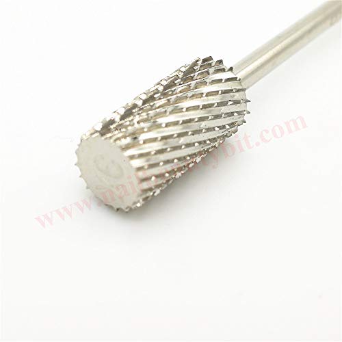 NBB Broca de carburo 1pc,Silver plateado, vástago de 3/32"2,35 mm,color plateado, broca de manicura,broca de belleza para uñas,manicura eléctrica, corte rápido, quitar el gel (Mas Curso, XC)