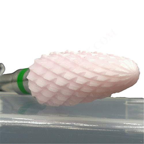 NBB Broca de cerámica 1pc Broca 3/32"2.35mm Flame Llama,broca de manicura de cerámica rosa, brocha de belleza de uñas, manicura eléctrica,sin calor,sin herrumbre,retire el gel (Curso C, Verde)