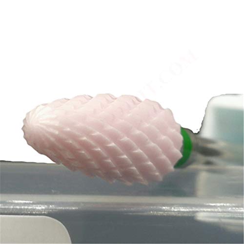 NBB Broca de cerámica 1pc Broca 3/32"2.35mm Flame Llama,broca de manicura de cerámica rosa, brocha de belleza de uñas, manicura eléctrica,sin calor,sin herrumbre,retire el gel (Curso C, Verde)
