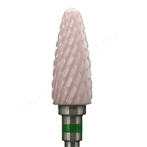 NBB Broca de cerámica 1pc Broca 3/32"2.35mm Flame Llama,broca de manicura de cerámica rosa, brocha de belleza de uñas, manicura eléctrica,sin calor,sin herrumbre,retire el gel (Curso C, Verde)