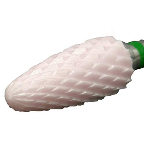 NBB Broca de cerámica 1pc Broca 3/32"2.35mm Flame Llama,broca de manicura de cerámica rosa, brocha de belleza de uñas, manicura eléctrica,sin calor,sin herrumbre,retire el gel (Curso C, Verde)