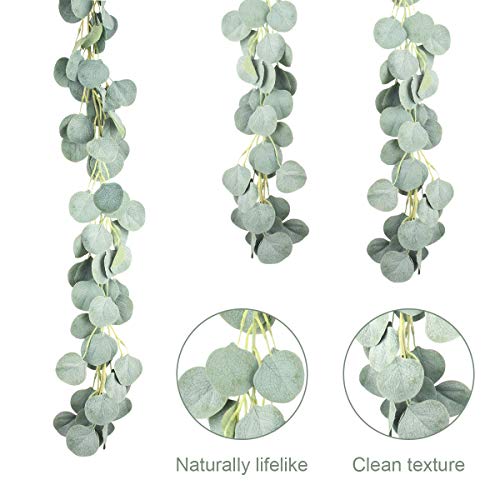 Nbrand Artificial Eucalipto Guirnalda Planta, Guirnalda Artificial Verde Hojas Vines, Eucalyptus Guirnaldas Seda Hojas Vines Artificiales Decoracion Boda Fondo Pared Decoración (One)