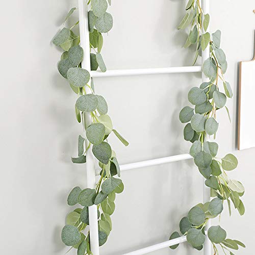 Nbrand Artificial Eucalipto Guirnalda Planta, Guirnalda Artificial Verde Hojas Vines, Eucalyptus Guirnaldas Seda Hojas Vines Artificiales Decoracion Boda Fondo Pared Decoración (One)