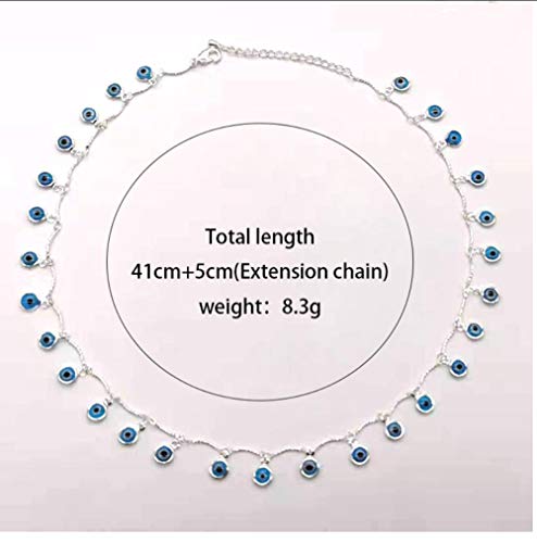 NCDFH Moda Tricolor Ojos de Cristal Bohemio Estrella Gota Colgante Collar para Mujer artículos joyería Plata