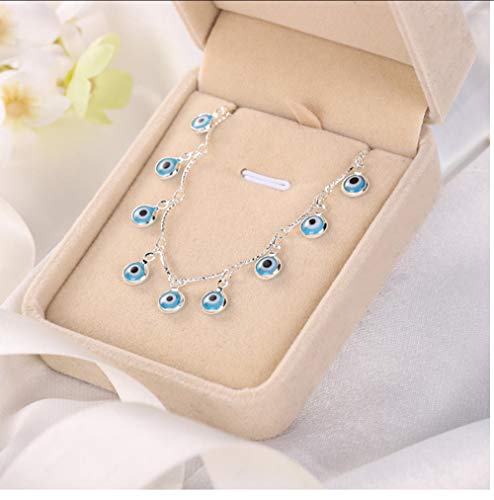 NCDFH Moda Tricolor Ojos de Cristal Bohemio Estrella Gota Colgante Collar para Mujer artículos joyería Plata