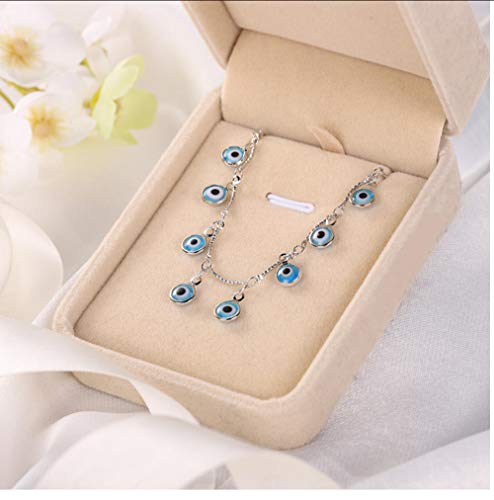 NCDFH Moda Tricolor Ojos de Cristal Bohemio Estrella Gota Colgante Collar para Mujer artículos joyería Plata