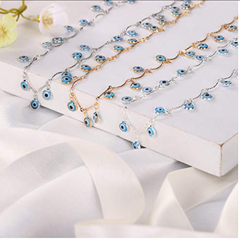 NCDFH Moda Tricolor Ojos de Cristal Bohemio Estrella Gota Colgante Collar para Mujer artículos joyería Plata