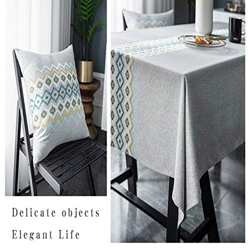 N/D Baumwolle Leinen Elegante Tischdecke Waschbare Küchentischabdeckung Para Speisetisch Picknick-Party Tischdecke(Streifen - Grau, Quadrat, 140 X 140 Cm)