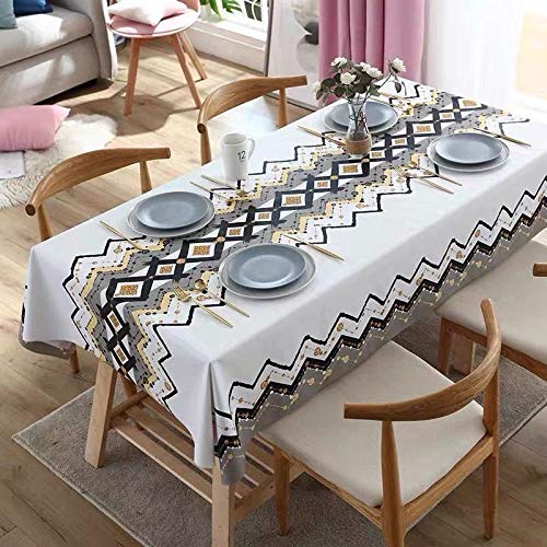 N/D Baumwolle Leinen Elegante Tischdecke Waschbare Küchentischabdeckung Para Speisetisch Picknick-Party Tischdecke(Streifen - Grau, Quadrat, 140 X 140 Cm)