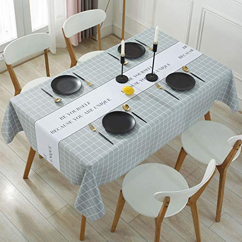 N/D Baumwolle Leinen Elegante Tischdecke Waschbare Küchentischabdeckung Para Speisetisch Picknick-Party Tischdecke(Streifen - Grau, Quadrat, 140 X 140 Cm)