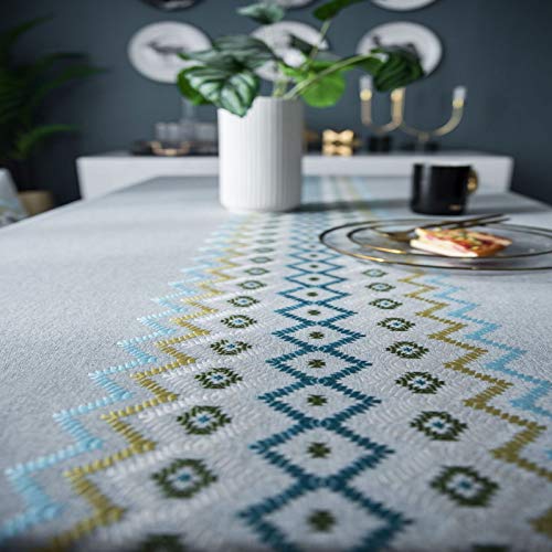 N/D Baumwolle Leinen Elegante Tischdecke Waschbare Küchentischabdeckung Para Speisetisch Picknick-Party Tischdecke(Streifen - Grau, Quadrat, 140 X 140 Cm)