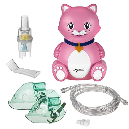 NEBULIZADOR INHALADOR para niños Gato de color rosa con elementos necesarios para inhalación