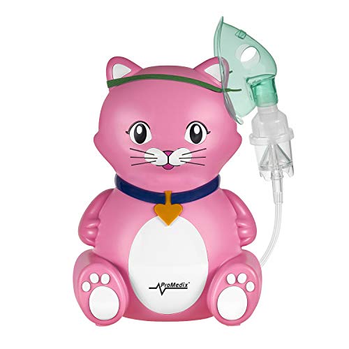 NEBULIZADOR INHALADOR para niños Gato de color rosa con elementos necesarios para inhalación