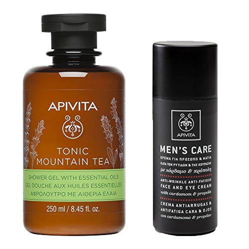 Neceser Apivita Men's Care Crema Antiarrugas & Antifatiga + REGALO Gel de baño Tonic Mountain Tea