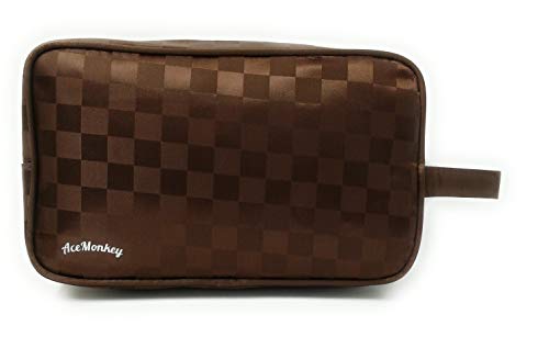 Neceser Caballero Bolsas de Aseo Hombre Impermeable con Dibujo a Cuadros con Variantes (Dorado)